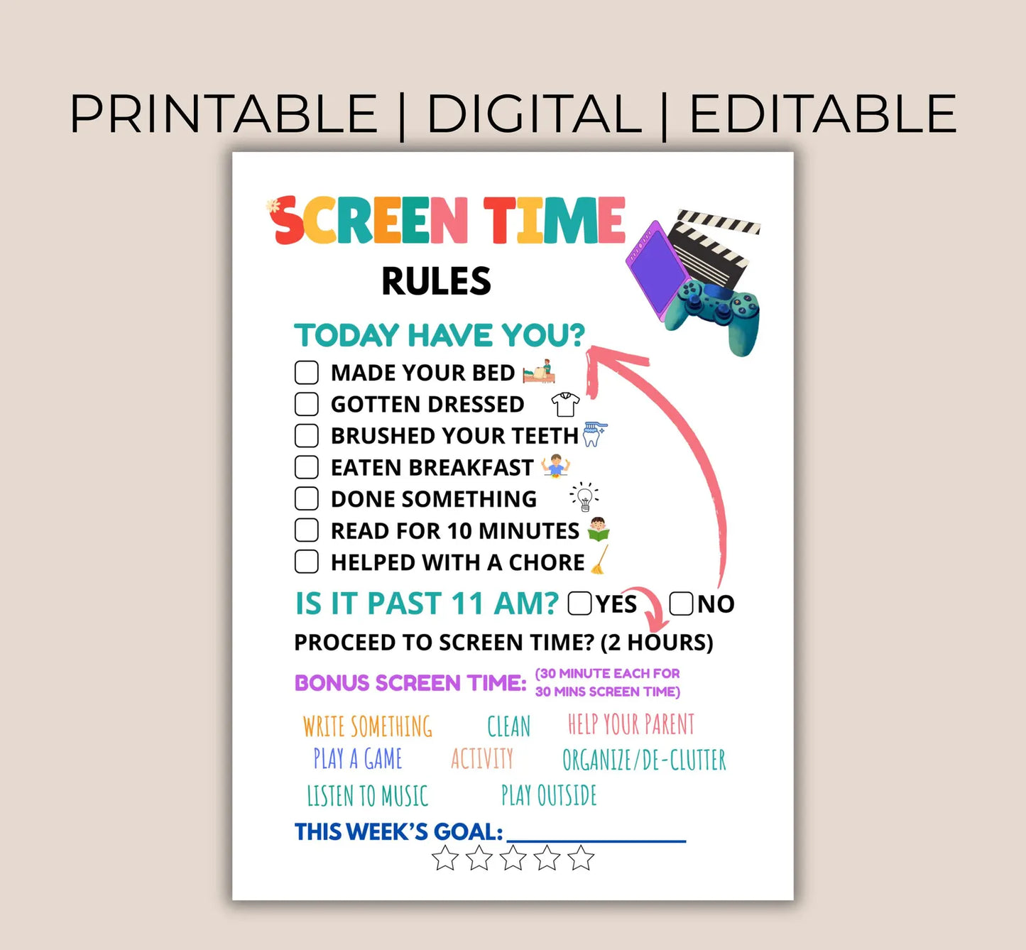 Kids Screen Time Checklist