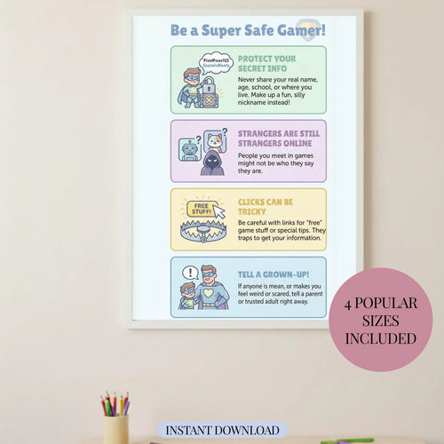 Gaming safety poster for kids