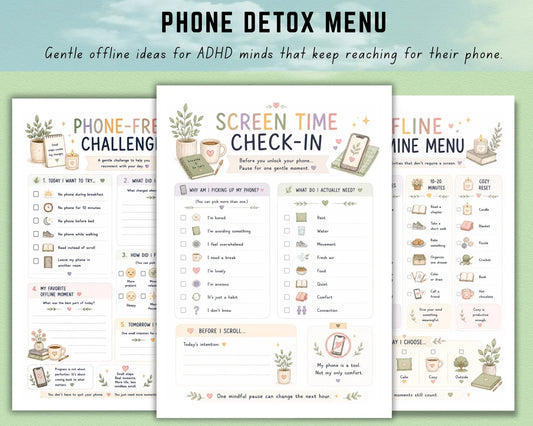 Phone Detox Menu Printable